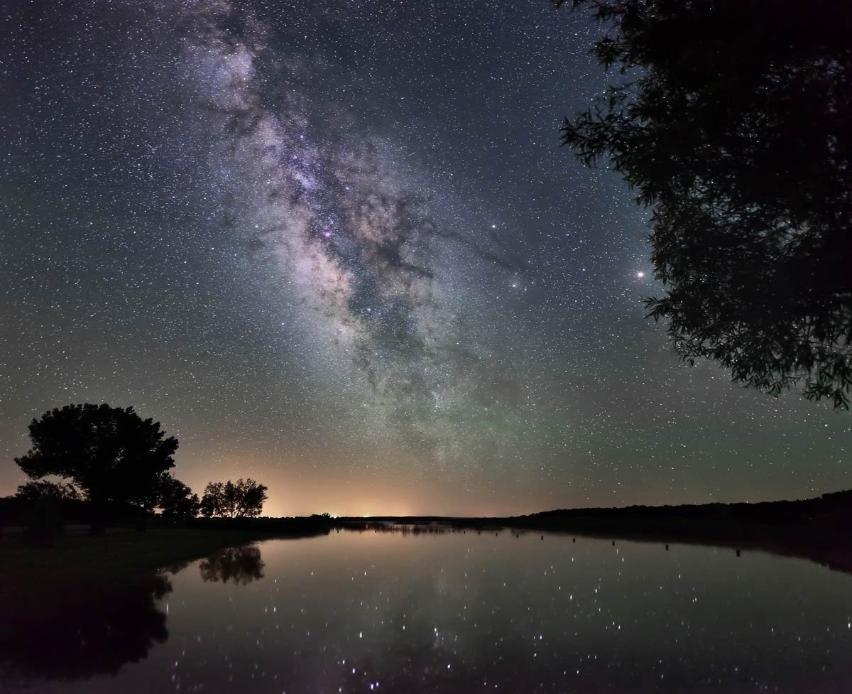 Milky Way galaxy visible over Copper Breaks State Park, Texas